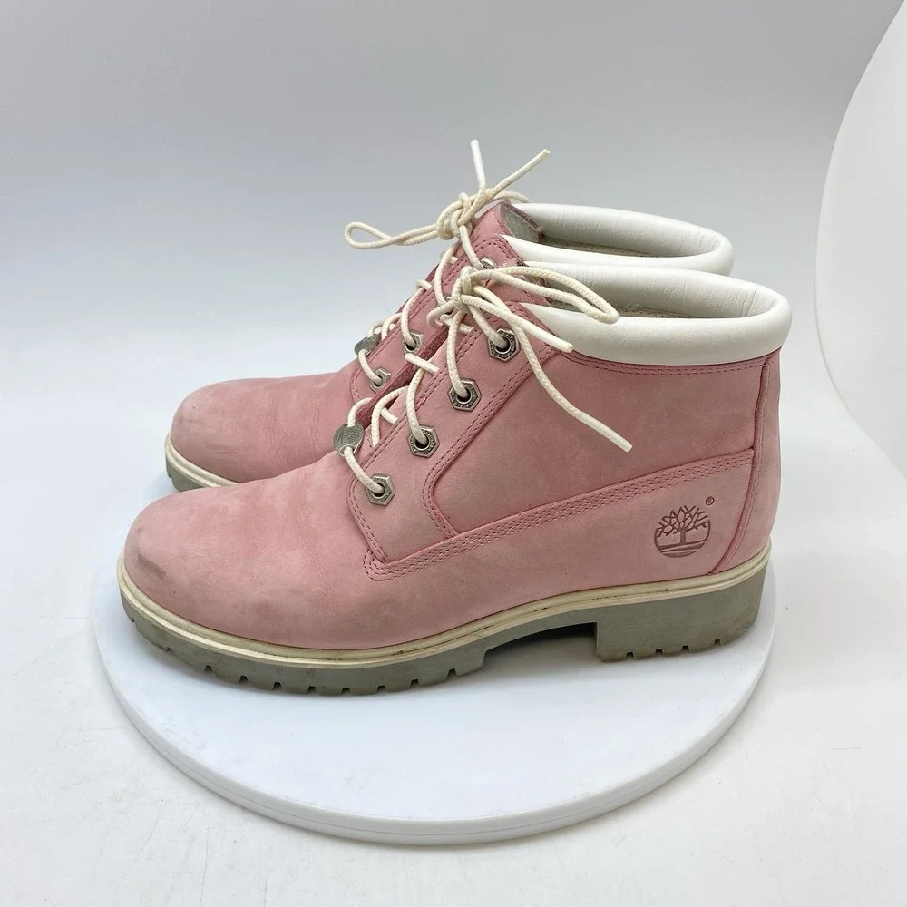 Timberland Nellie Chukka Boots Womens 7.5 M Nubuck‎ Waterproof Pink Shoes 10460